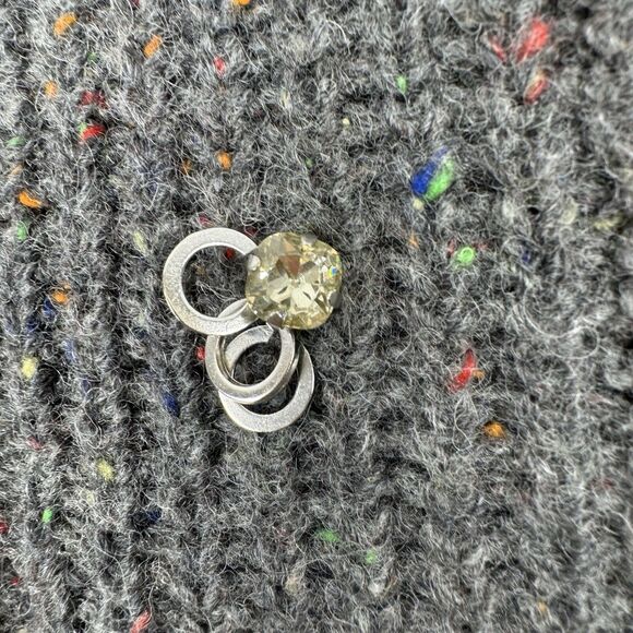 Something Navy Womens Cable Knit Sweater XS Gray Puff Sleeve Bling Wool Preppy - Picture 9 of 14